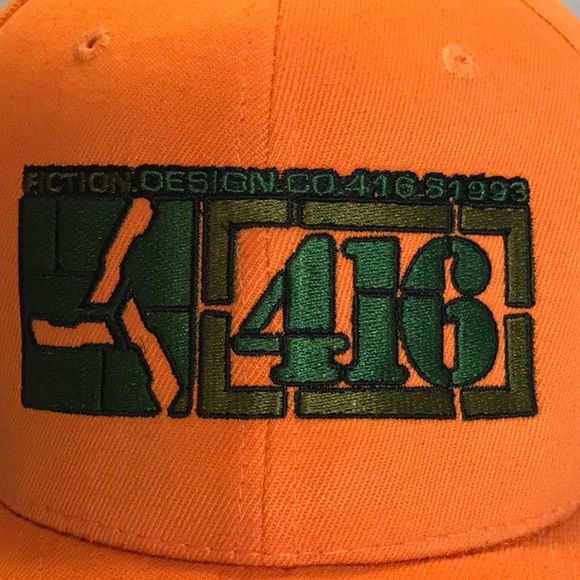VINTAGE Fiction Clothing - FDCO Clothing Orange Full Back Baseball Cap - Picture 4 of 7